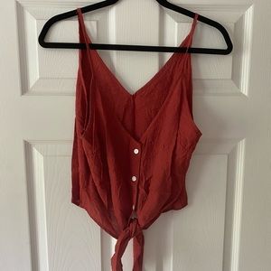 Red Tie Tank Top Cropped